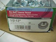 Qty 50 1/2"-13 Grade 5 Finished Hex Nuts Zinc Plated Coarse Thread Ships free