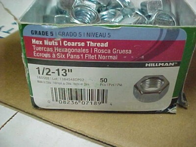 Qty 50 1/2''-13 Grade 5 Finished Hex Nuts Zinc Plated Coarse Thread Ships free