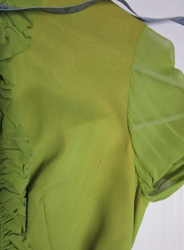 Vtg 60s Mod Green Velvet Maxi Dress Party Hostess Ruffles Sheer Sleeves w/ Belt - Picture 6 of 21