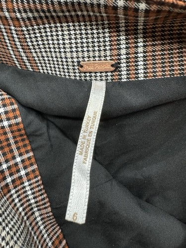 Free People Size Grey Brown Plaid Check Short Skirt Women’s 6 - Picture 5 of 10