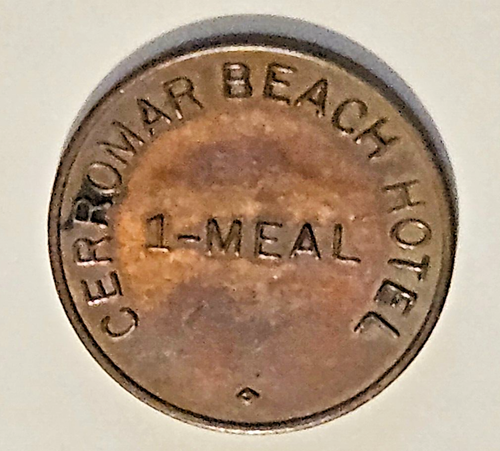Ficha CERROMAR BEACH HOTEL CASINO POKER 1960 PUERTO RICO Coin Token Vale moneda - Picture 2 of 4