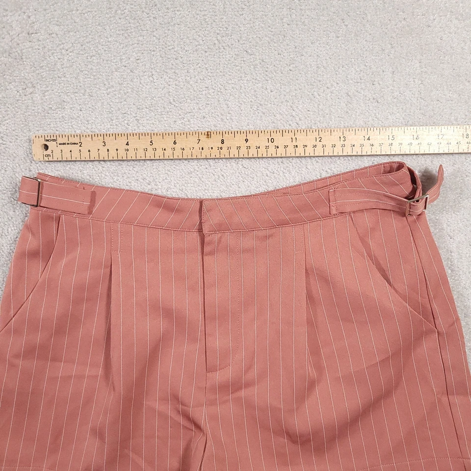 Pantalones Cortos Forever 21 Para Mujer Grandes Rosa Malva Pin Rayas Elegante 2" Entrepierna Plisada Foto 4 de 4