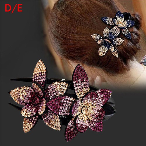 Strasshaarpin Flower Autona Ather Claw Clip Per Capelli Retrò Shine ☆ - Picture 11 of 70