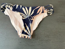 full cut leaves blue  lined L SPACE swimsuit bikini bottom size XS