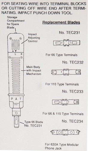 NUEVA Herramienta de Punzonado de Impacto Philmore TEC230 para Terminal Tipo 66 (Perforación y Corte) - Imagen 3 de 3