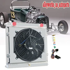 3 Rows Radiator Shroud Fan Kits For Double Pass Dragster Roadster Style US STOCK
