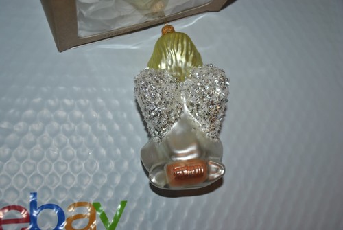 New SEWERYNSKI Mouth Blown Glass Xmas Ornament PRAYING ANGEL Blonde 5" Poland - Picture 4 of 5