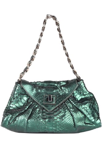ZAGLIANI GREEN PYTHON SHOULDER BAG
