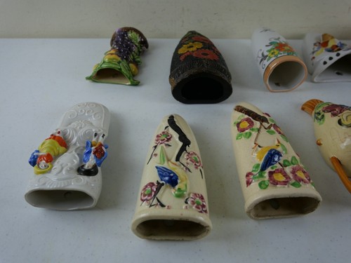 11 Vintage Japan Lusterware Porcelain Figural Wall Pockets, Floral & People MINT - Picture 7 of 9