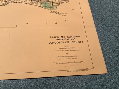 Vtg. 1974 Schoolcraft County Michigan DNR Highway & Recreation Information Map - Picture 2 of 2