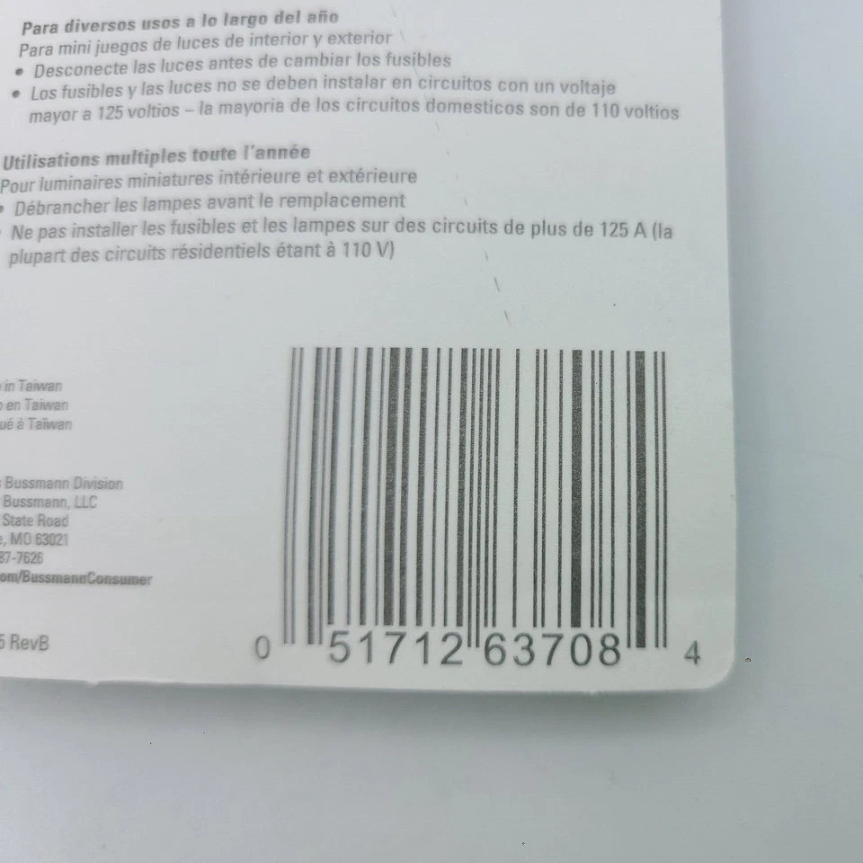 Juego de luces de Navidad de vidrio Bussmann Strand Saver 3A fusibles (paquete de 2) BP/MAS-3A Foto 3 de 3