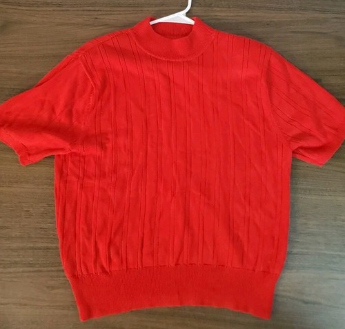 Preswick & Moore Sweater Women's Size PXL Knitted Short Sleeve Mock Neck 90s - Picture 13 of 14