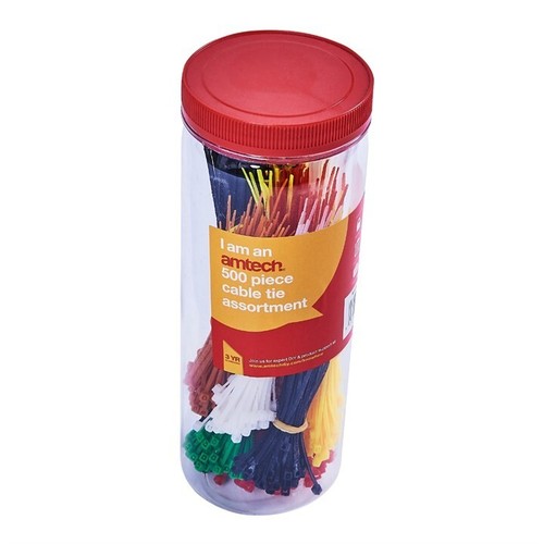 Amtech Assorted 500 Piece Self-Locking Cable Ties In Storage Tube - 第 2/3 張圖片