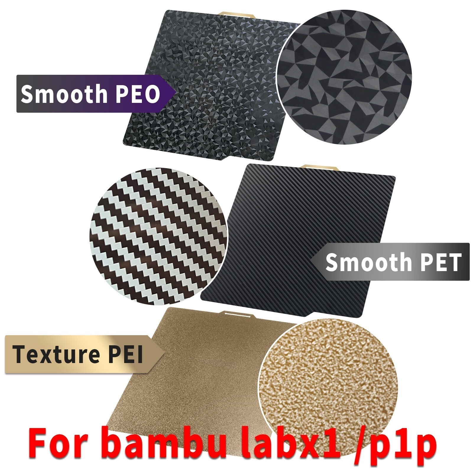 For Bambu Lab Build Plate Pey Flake Circle Star Pet Peo Pei Smooth