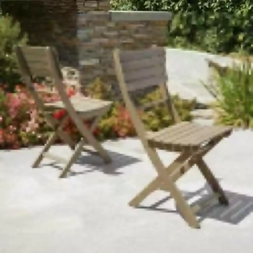 Noble House Outdoor Dining Chair Grey Foldable SolidWood Armless Standard(2Pack)