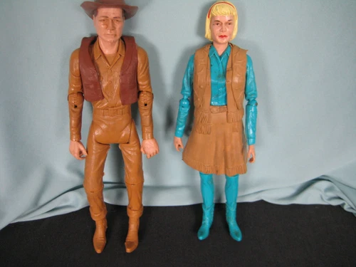 Vintage Johnny West and Jamie West 11 ins tall Marx Toys Dolls Figures Western