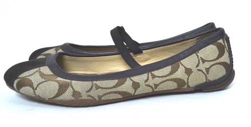 Coach braune flache Schuhe aus echtem Leder und Stoff Größe 7 M - Bild 2 von 9