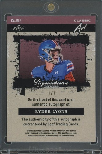 2025 Leaf Signature Series Ryder Lyons 1/1 Classic Art Auto Crystal BYU Cougars - Picture 2 of 2