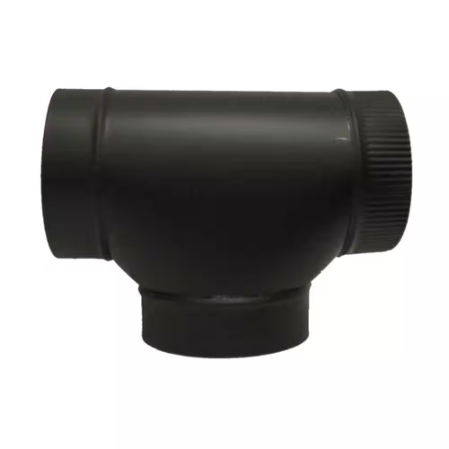 6 In Durable 24 Gauge Black Stove Pipe Round Tee Fitting for Ventilation System - Picture 6 of 11