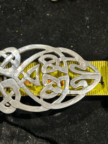 MID-CENTURY STERLINGSILBER TRADITIONELLE KELTISCHE KNOTEN GÜRTELSCHNALLE, 4", GEPUNZT - Bild 5 von 5