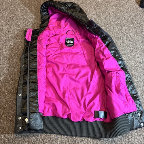 The North Face 550 Down Fill Quilted Black Pink Hooded Vest Size S Small Women - Picture 4 of 13