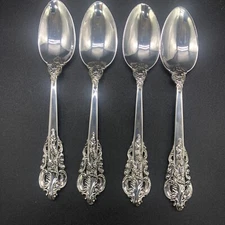 Vintage GODINGER Baroque Silverplate Flatware Teaspoons 6.15" Inch Set of 4