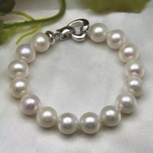 12-13mm real natural Australian south sea white round pearl bracelet 7.5-8 inch - Picture 4 of 6
