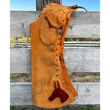 Handmade Suede Leather Chaps Leather Chinks for Horse Riding Western Pants