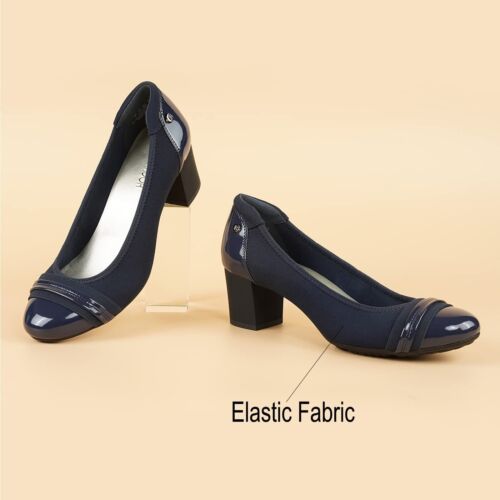 JENN ARDOR Womens Slip On Pumps 2in Chunky Block Heel Comfort Dress Pump Shoes - Picture 68 of 74
