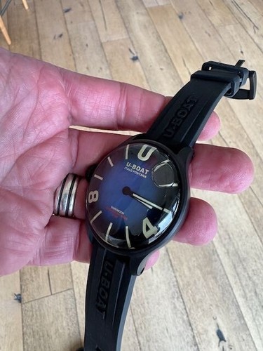 U-Boat Darkmoon Black PVD Blue Dial Black Rubber Strap Quartz Mens Watch 9020 - Picture 9 of 12