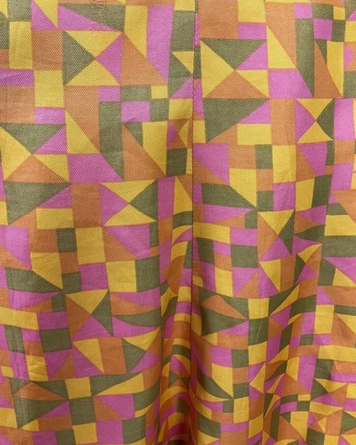 VINTAGE 60s 70s ORANGE PINK GREEN GEOMETRIC STRAPPY SWING SUN-DRESS 8 - Picture 4 of 7