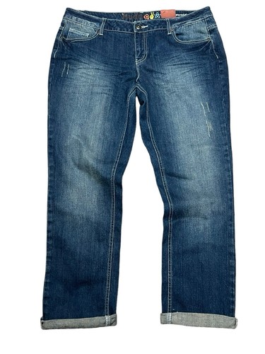 MUDD Straight Jeans Gr. 17 Rollbündchen 37 x 29 bestickt Stretch distressed - Bild 6 von 13