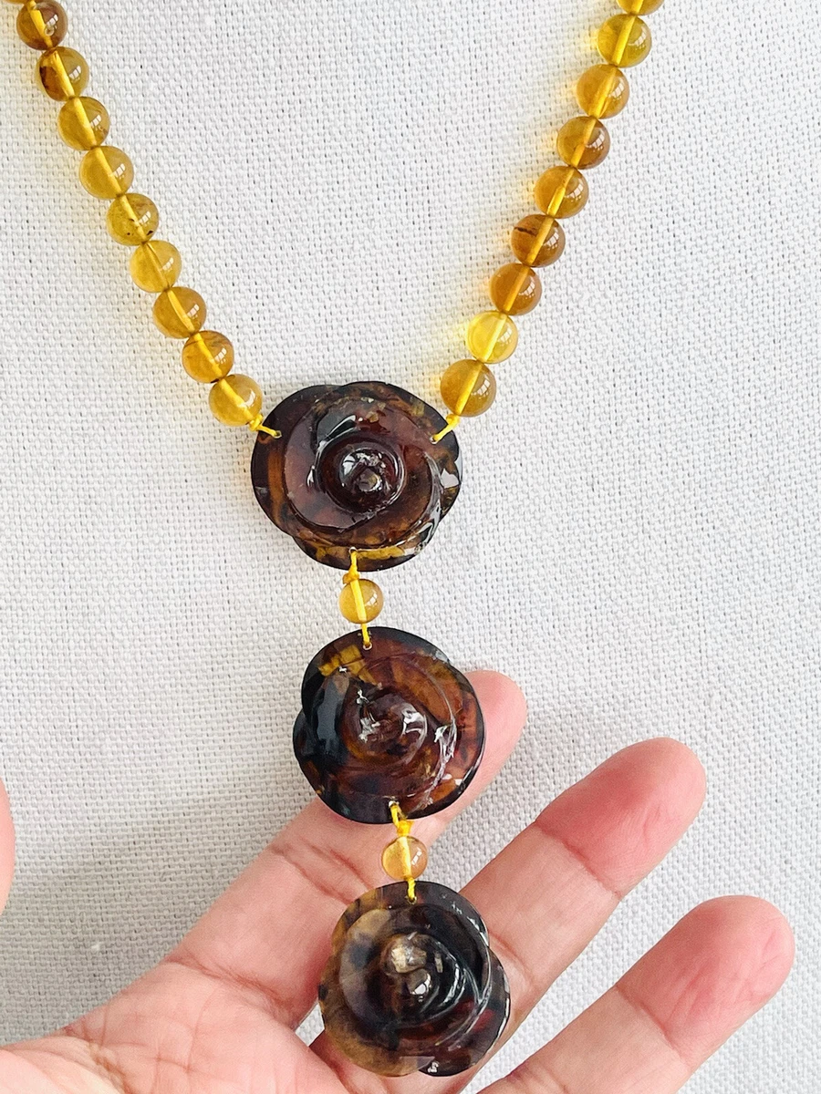 Amber fossil necklace deals