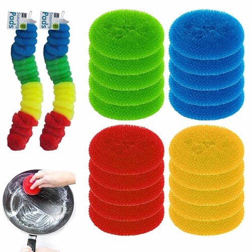 40 Pc Round Sponge Scouring Pads Kitchen Dishes Cleaner Wash Scrub Scour Cleanin