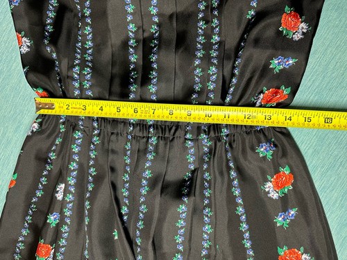 Neu mit Etikett Tory Burch Midi-Shirtkleid Erbstück gestreift Blumenmuster 100 % Seide schwarz Größe 6 - Bild 19 von 21