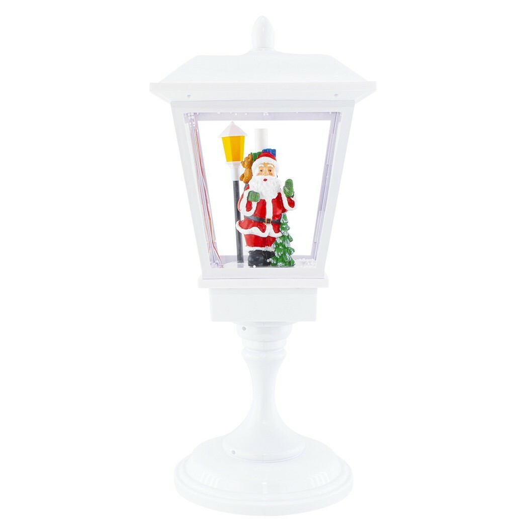 243026 Farola Navidad Blanca Decoración 58cm Plástico Sonidos Luces Movimiento