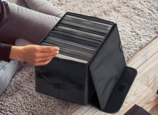 Premium Vinyl Record Storage Box for 7-inch Records Crate Holds up to 60 records