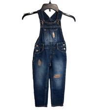 Jordache Denim Overalls Girl's Size XS 4 / 5 Rose Gold Glitter Tapered Leg Cute