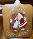 Vtg Handmade Wood Painted Santa Mrs. Claus Christmas Decorative Cutting Board