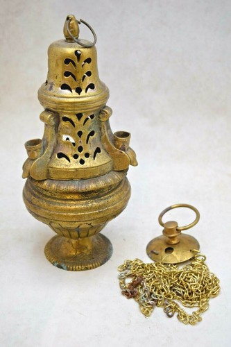 + Bel vecchio incensiere tradizionale a tripla catena, Thurible + (SBL24) calice co. - Foto 12 di 12