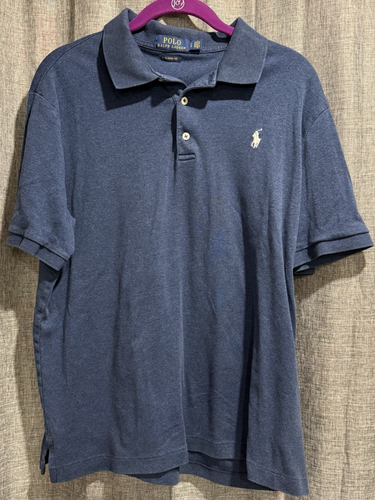 Polo Ralph Lauren Poloshirt Herren L Blau Classic Fit Kurzarm Baumwolle