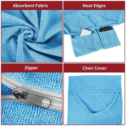 Vinsani Sun Lounger Beach Towel Carry Pockets Compact Soft Microfibre Quick Dry - Picture 19 of 27