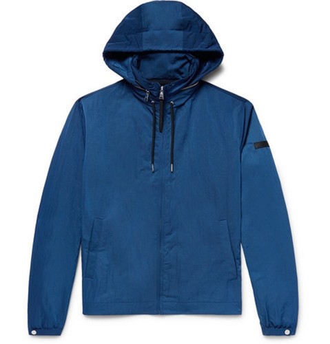 $ 590 SANDRO Shell Kapuzenjacke blau verstaubar Kapuze Leder Emblem Druckknopf Manschetten xs - Bild 1 von 6