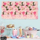 6PCS Pink Artificial Flower Panel Wedding Party Background Floral Decor Wall