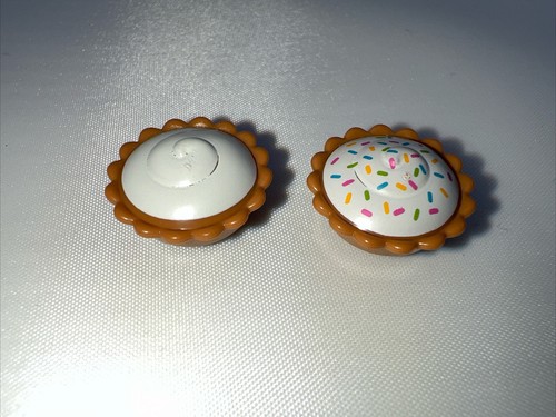 Lego Lebensmittel Kuchen weiß Creme Füllung hell hell dunkelrosa Streusel 2 Stck. Lot - Bild 4 von 4