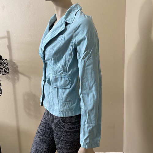 Women’s Blue Denim Cotton Casual Embroidered Button Pocket Size M Jacket Top - Picture 7 of 12