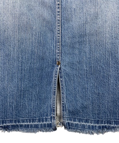 a.n.a. Womens 10M Denim Jean Pencil Skirt Y2K 90s Knee Length Midi Raw Hem - Picture 7 of 10