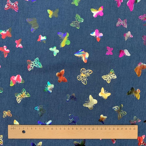 Bedruckter Denim Chambray 100% Baumwolle Stoff Schneiderei Material Blumen Tiere - Bild 81 von 149