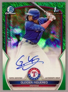 2023 Bowman Chrome 1st Auto Gleider Figuereo CPA-GF Green Shimmer Refractor /99