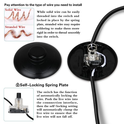 3pcs Floor Foot Switch Black Foot Pedal Lamp Switch Round Floor Foot Switch Inli - Picture 8 of 9